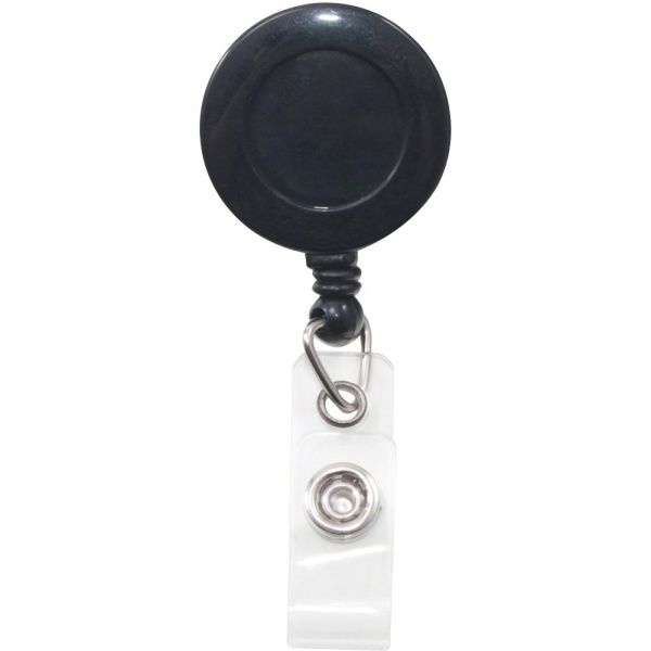 Advantus Swivel-Back Clip-On Retractable Id Reel - Nylon, Abs Plastic - 12 / Pack - Black, Clear