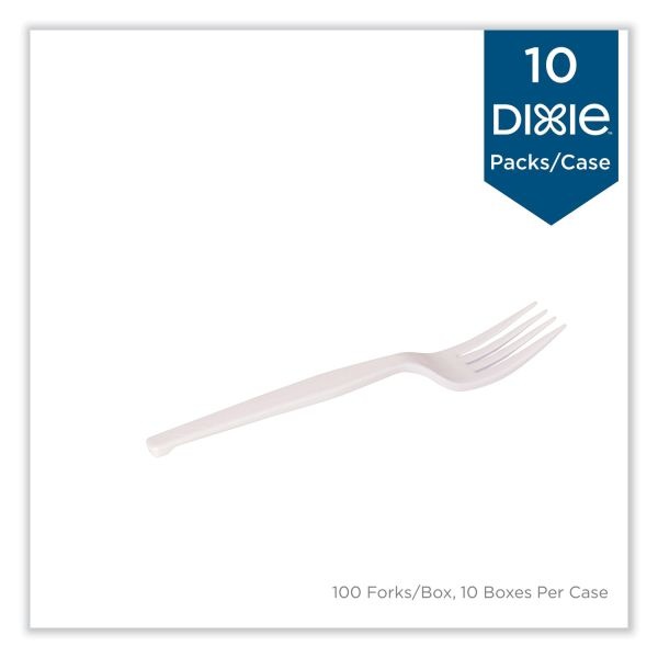 Dixie Plastic Cutlery, Heavy Mediumweight Fork, 100/Box