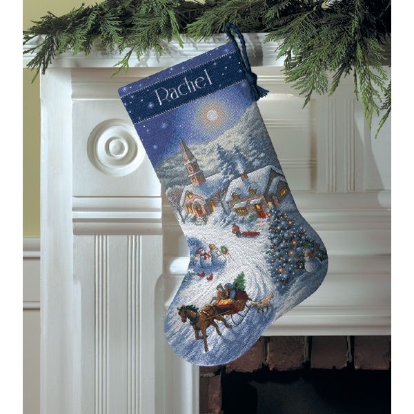 Dimensions Gold Collection Sleigh Ride At Dusk Stocking Counted Cross Stitch Kit