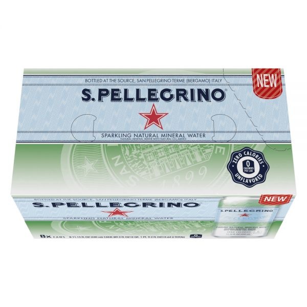 San Pellegrino Sparkling Natural Mineral Water, 11.15 Oz, Pack Of 8 Cans