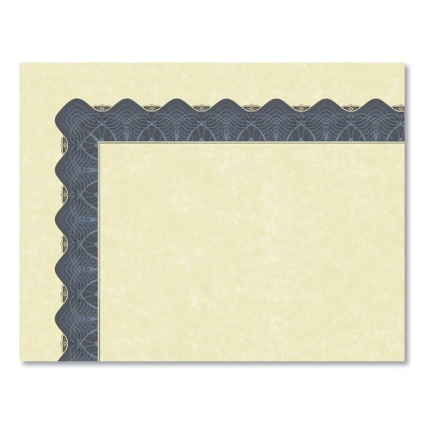 Great Papers! Metallic Border Certificates, 11 X 8.5, Ivory/Blue With Blue Border, 100/Pack