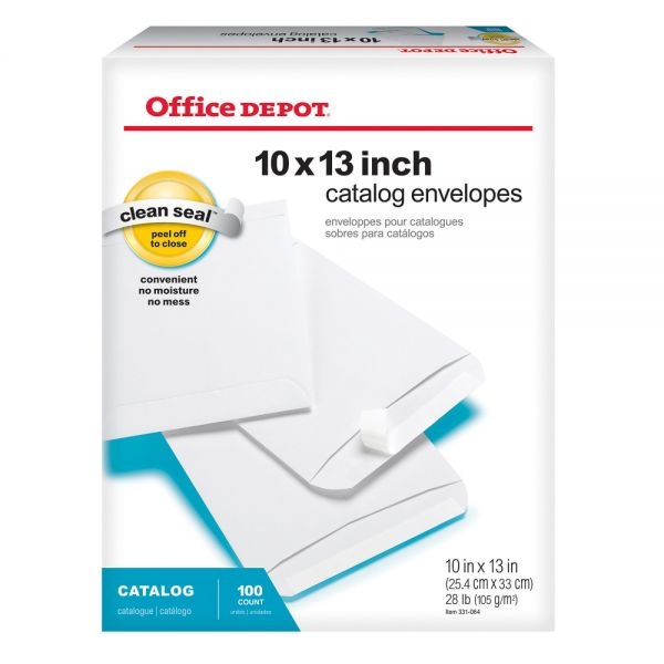 10" X 13" Catalog Envelopes, Clean Seal, White, Box Of 100