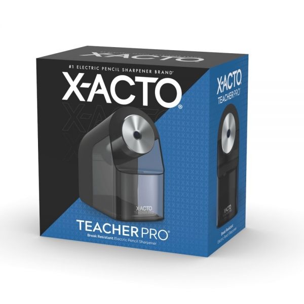 X-Acto Model 1675 Teacherpro Classroom Electric Pencil Sharpener, Ac-Powered, 4 X 7.5 X 8, Black/Silver/Smoke