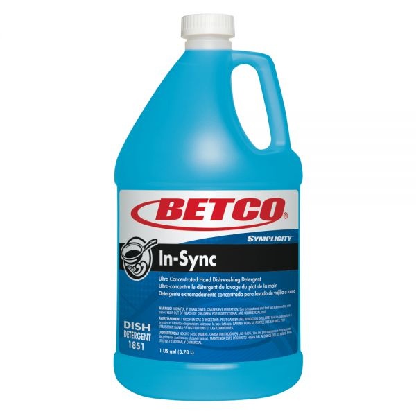 Betco Symplicity In-Sync Dishwashing Detergent, 128 Oz Bottle, Case Of 4
