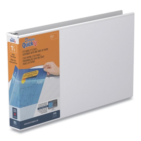 Stride Quickfit Ledger D-Ring View Binder, 3 Rings, 1.5" Capacity, 11 X 17, White