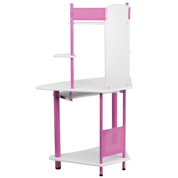 Walker Pink Corner Computer Desk With Hutch