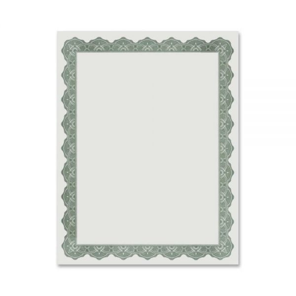 Geographics Parchment Paper Certificates, 8.5 X 11, Optima Green With White Border, 25/Pack