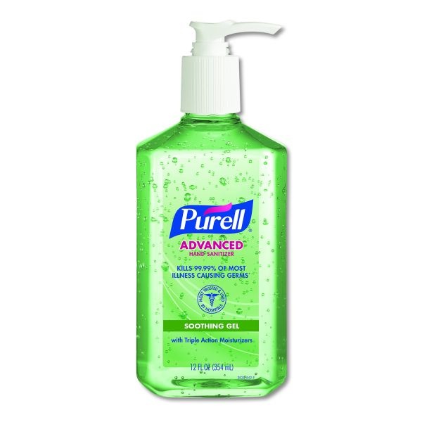 Purell Advanced Soothing Gel Hand Sanitizer, Fresh Scent With Aloe And Vitamin E, 12 Oz Pump Bottle, 12/Carton