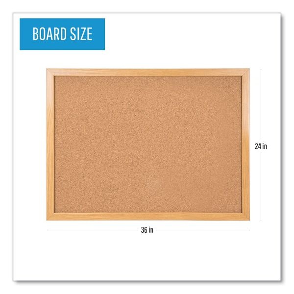 Mastervision Value Cork Bulletin Board With Oak Frame, 24 X 36, Natural Surface, Oak Oak Frame
