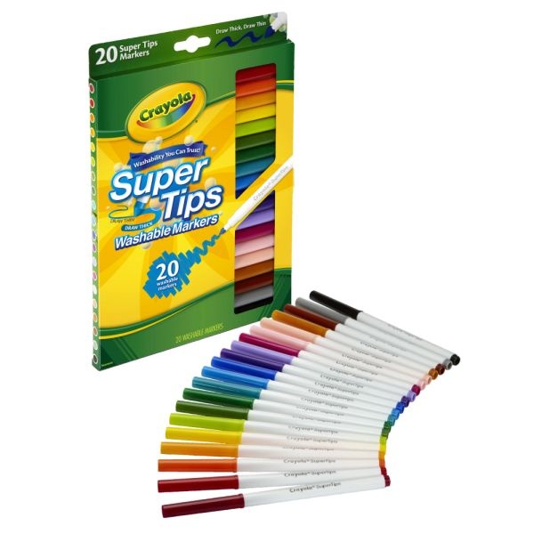 Crayola Washable Markers, Super Tip, Assorted Colors, Box Of 20