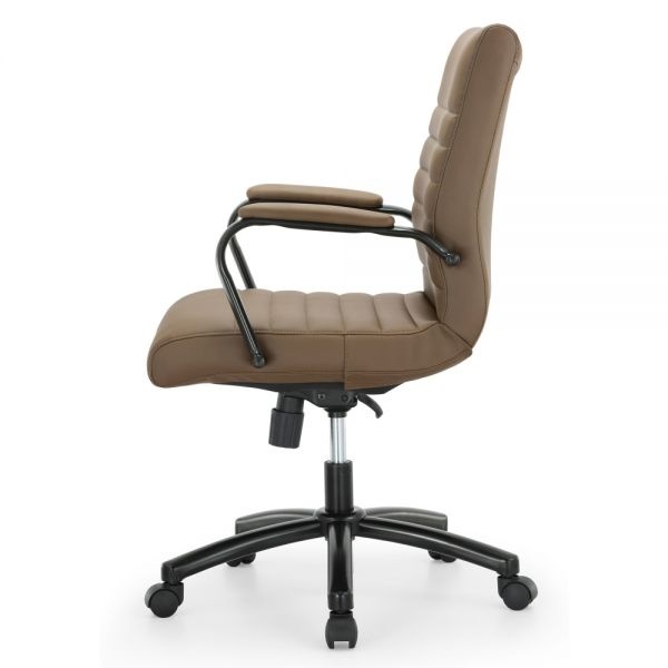 Realspace Modern Comfort Winsley Bonded Leather Mid-Back Manager's Chair, Brown/Black