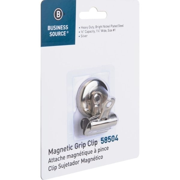 Sparco Bulldog Magnetic Clip, Size 1, 1 1/4" Wide, 3/8" Capacity, Silver