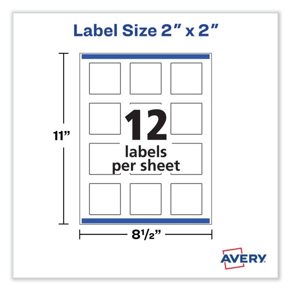 Avery Sure Feed Glossy White Square Labels