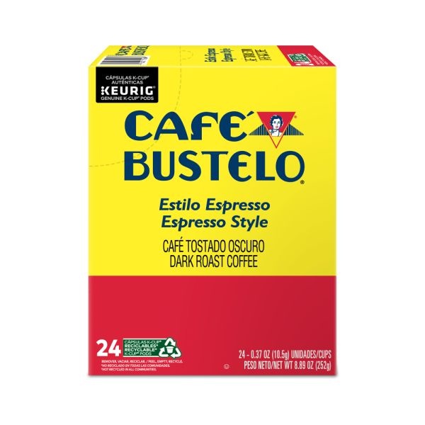 Café Bustelo Coffee K-Cups, Espresso Roast, Dark Roast, 24 K-Cups