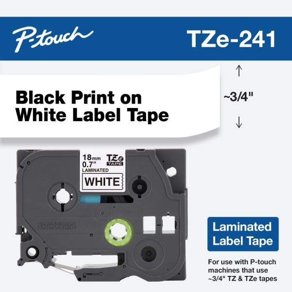 Brother Tze-241 Label Maker Tape, 3/4" X 26 3/16', White
