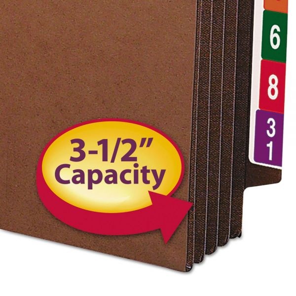 Smead Heavy-Duty Redrope End Tab Tuff Pockets, 3.5" Expansion, Letter Size, Redrope, 10/Box