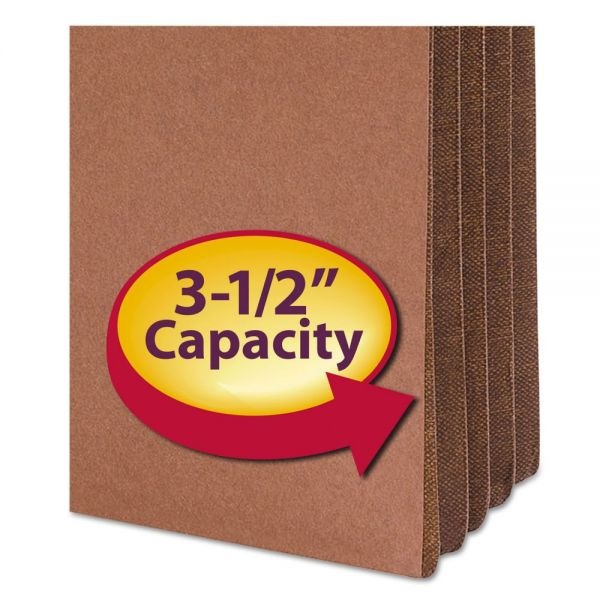 Smead Redrope Drop-Front File Pockets With Fully Lined Gussets, 3.5" Expansion, Letter Size, Redrope, 10/Box