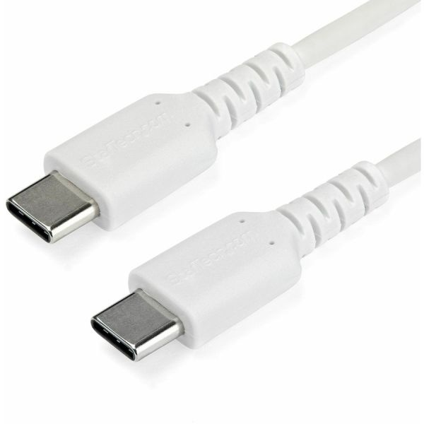 1M Usb C Charging Cable - Durable Fast Charge & Sync Usb 2.0 Type C To C Charger Cord - Tpe Jacket Aramid Fiber M/M 60W White