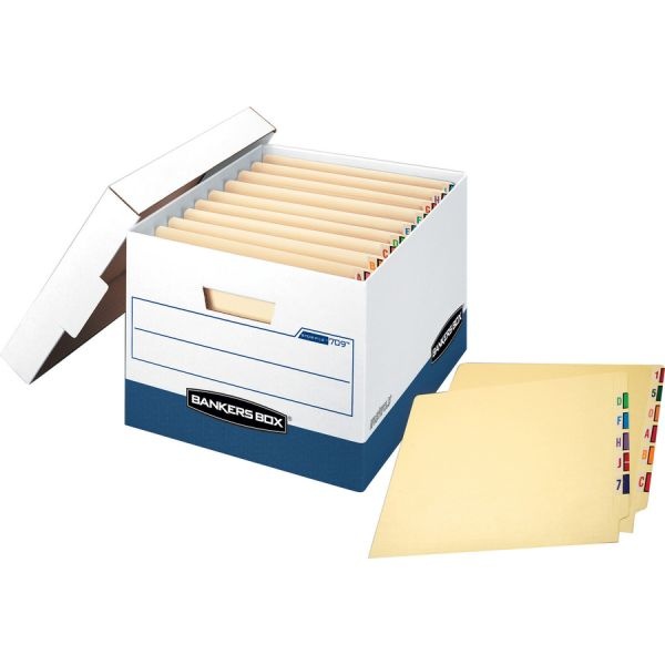 Bankers Box Stor/File End Tab Storage Boxes, Letter/Legal Files, White/Blue, 12/Carton