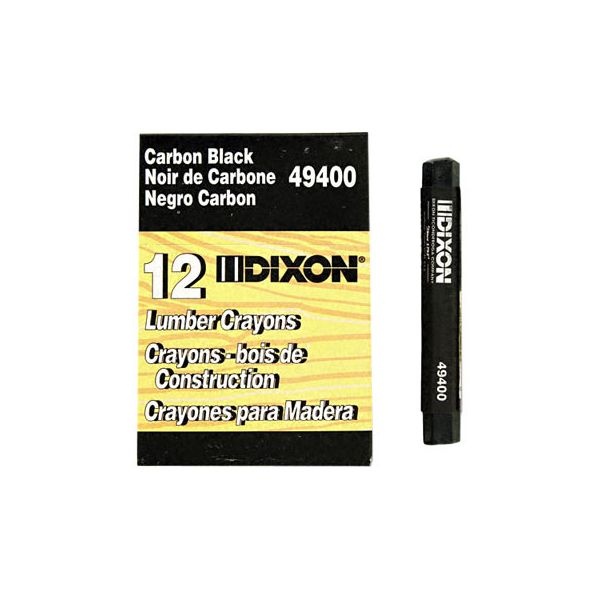 Dixon Lumber Crayons, 4.5 X 0.5, Carbon Black, Dozen