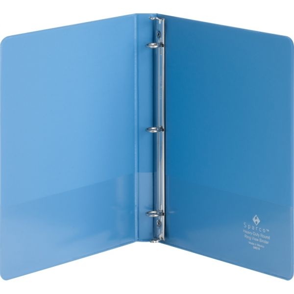 Business Source 1/2" Round-Ring View Binder, Letter Size, Light Blue
