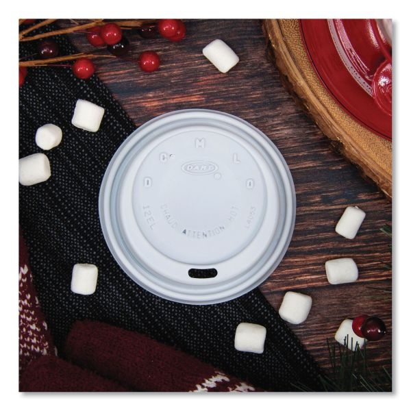 Cappuccino Dome Sipper Lids, Fits 12 Oz, White, 1,000/Carton