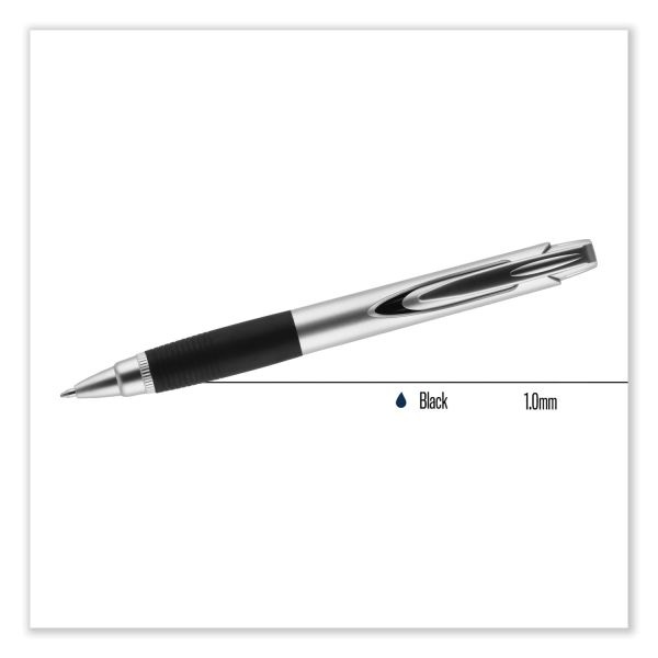 Uniball Jetstream Premier Roller Ball Pen, Retractable, Bold 1 Mm, Black Ink, Silver Barrel
