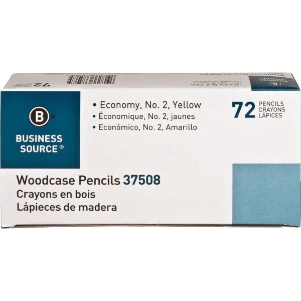 Business Source Woodcase No. 2 Pencils, #2 Lead, Yellow Wood Barrels, 72 Pencils Per Box, Case Of 4 Boxes