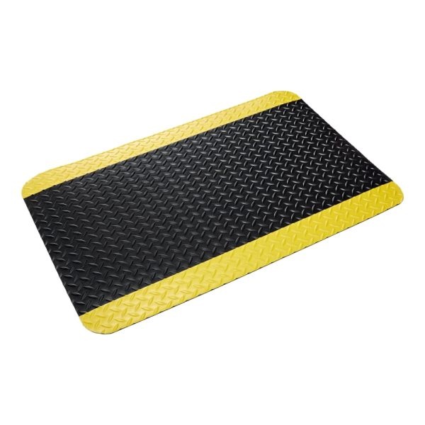 Crown Industrial Deck Plate Antifatigue Mat, 36" X 60", Black/Yellow