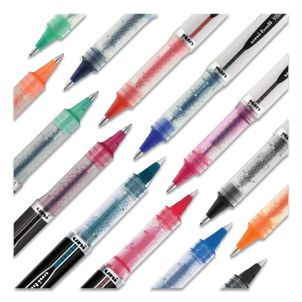 Uniball Vision Elite Hybrid Gel Pen, Stick, Bold 0.8 Mm, Blue Ink, White/Blue/Clear Barrel