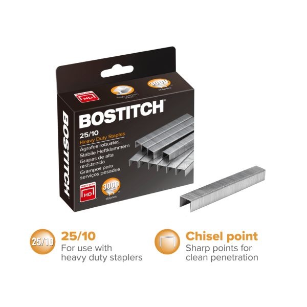 Bostitch Premium Heavy-Duty Staples, 3/8" Standard Strip, Box Of 3,000
