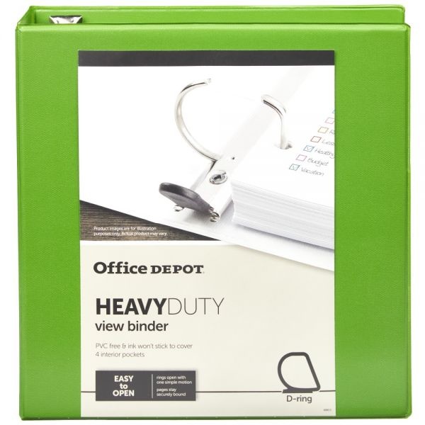[In]Place Heavy-Duty View 3-Ring Binder, 2" D-Rings, Army Green