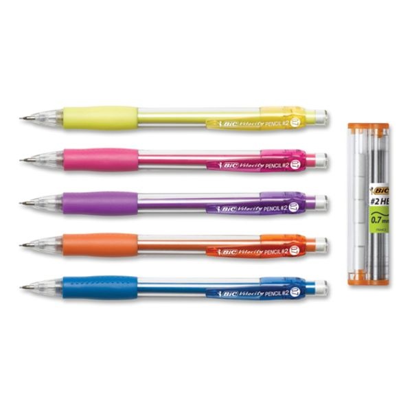 Bic Velocity Original Mechanical Pencils, 0.7 Mm, Assorted Barrel Colors, Pack Of 5