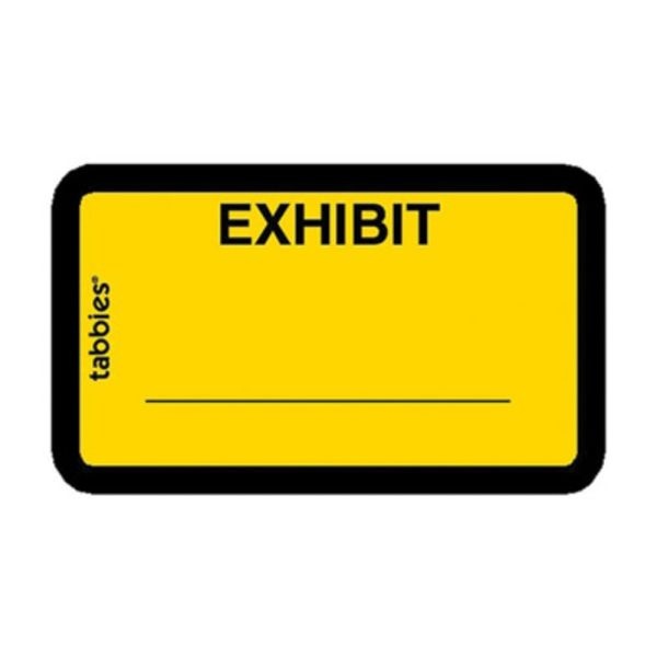 Tabbies Color-Coded Legal Exhibit Labels 1 5/8"W X 1"L, Yellow, Pack Of 252