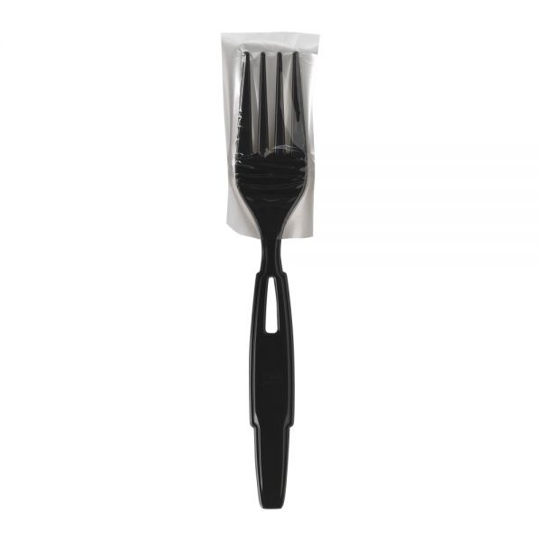 Dixie Ultra Smartstock Series-W Polypropylene Plastic Wrapped Cutlery, Forks, Black, 40 Perk Pack, Case Of 24 Packs