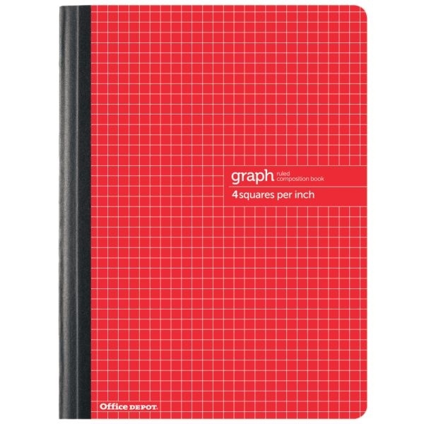 Composition Book, 7-1/4" X 9-3/4", Quadrille Ruled, 80 Sheets, Red