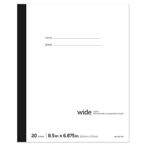 Schoolmate Composition Book, 6 7/8" X 8 1/2", Wide Ruled, 20 Sheets