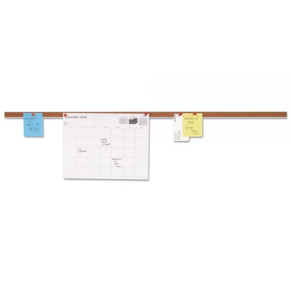 Universal Cork Bulletin Bar, 36 X 1, Brown Surface, Silver Aluminum Frame