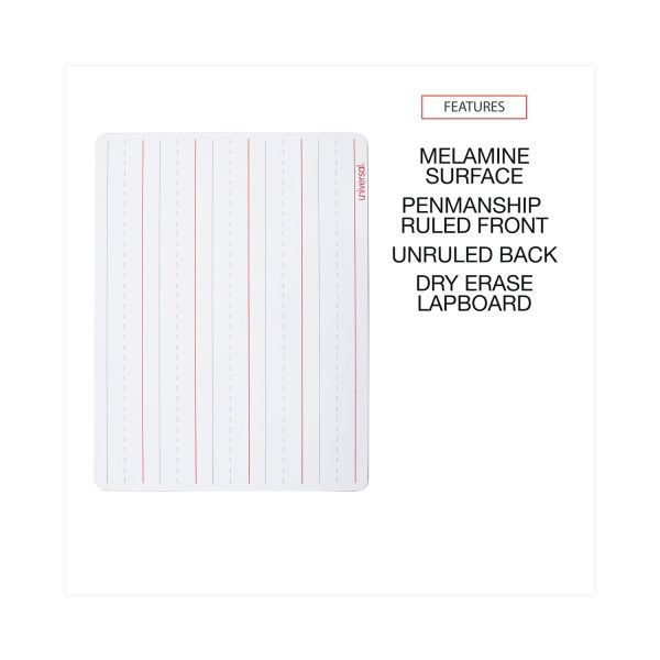 Universal Lap/Learning Dry-Erase Board, Penmanship Ruled, 11.75 X 8.75, White Surface, 6/Pack