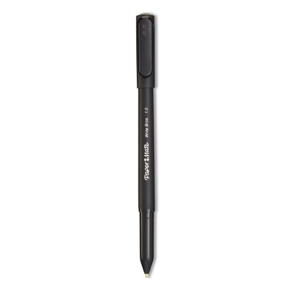 Paper Mate Write Bros. Ballpoint Pen, Stick, Medium 1 Mm, Black Ink, Black Barrel, Dozen