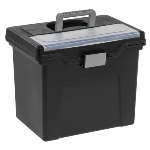 Large Mobile File Box, Letter Size, 11 5/8"H x 13 3/8"W x 10"D, Black/Silver