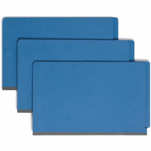 Smead End-Tab Classification Folders - 2" Expansion, 2 Dividers, Legal Size, Dark Blue, 50% Recycled