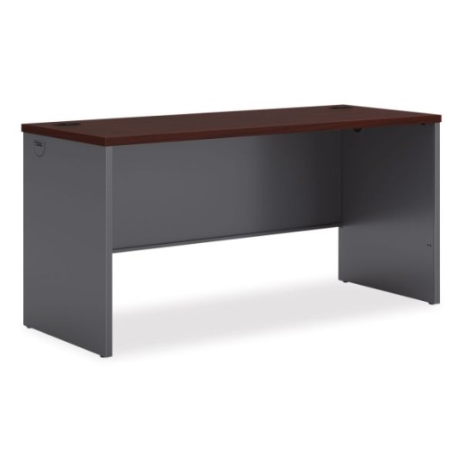 Hon 38000 Series Desk Shell, 60W X 24D X 29.5H, Mahogany/Charcoal