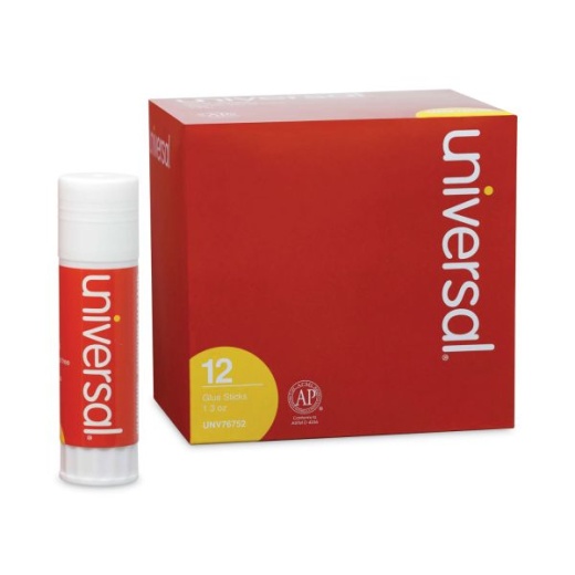 Universal Glue Stick, 1.3 Oz, Applies and Dries Clear, 12/Pack
