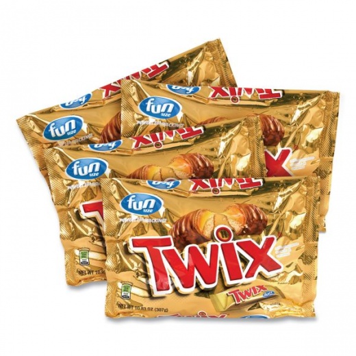 Twix Cookie Bars, Fun Size, 10.83 Oz Bag, 4 Bags/Box