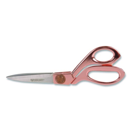 Westcott Vintage Stainless Steel Scissors, 8" Long, Offset Rose Gold Handle