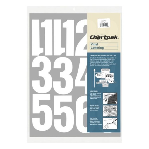 Chartpak Pickett Vinyl Numbers, 4" White