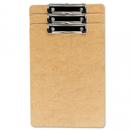 Universal Hardboard Clipboard with Low-Profile Clip