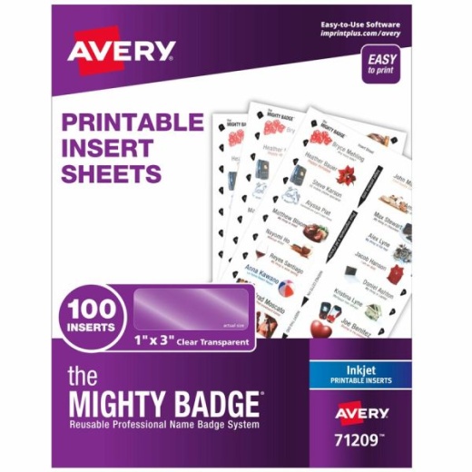 The Mighty Badge Printable Insert Sheets, 100 Clear Inserts, Inkjet