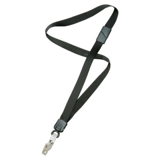 Skilcraft Deluxe Lanyard with Bulldog Clip, 36", Black, Pack of 12